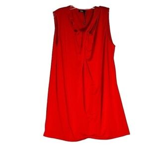 Lily Red Sleeveless Blouse Ruffle Neckline Elegant Top Plus size‎ 3X comfy beach